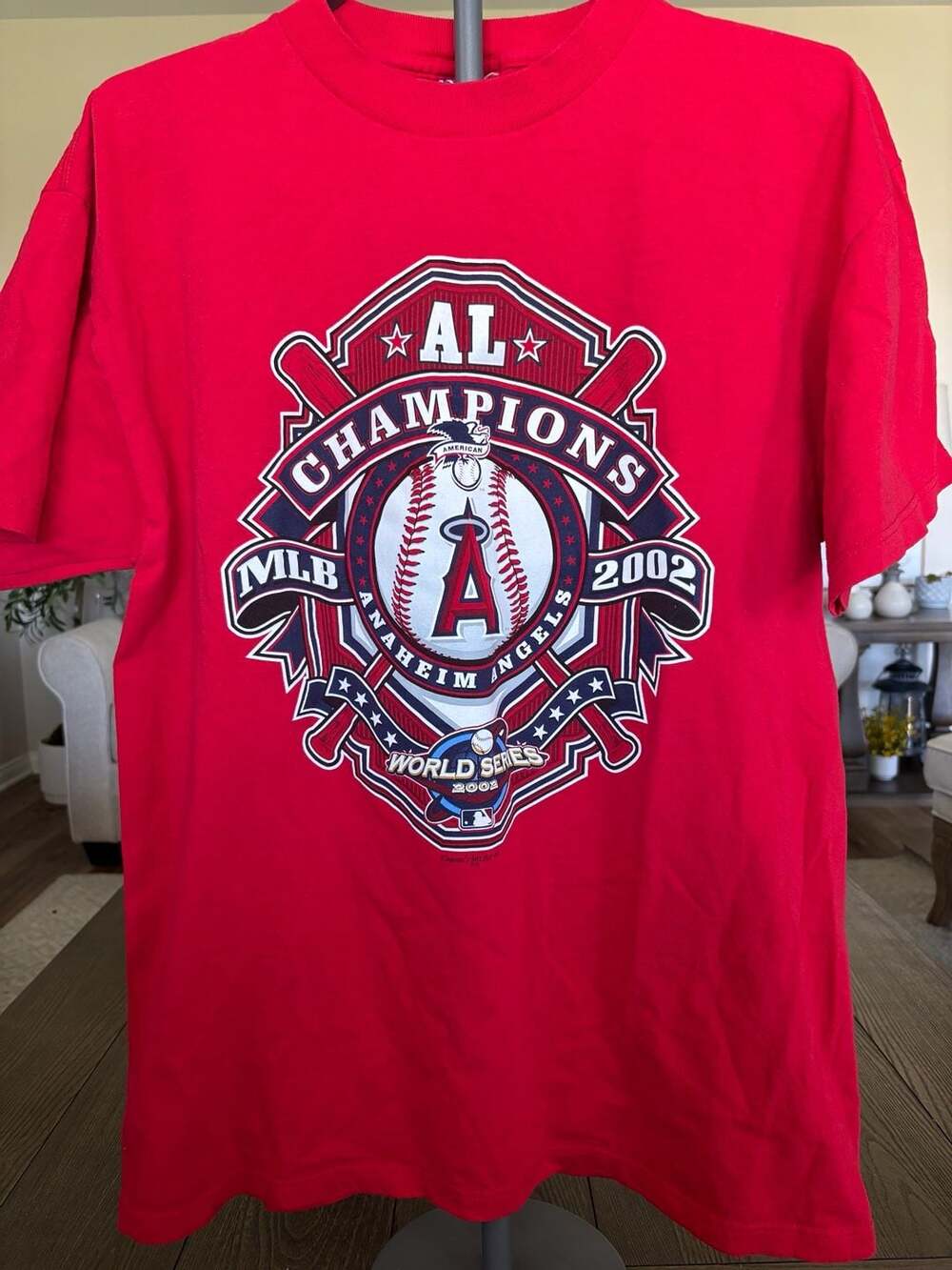 Vintage 2002 Anaheim Angels MLB World Series Champions T-Shirt Large Red
